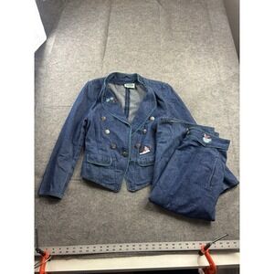 VTG Trachtenmoden Alpentraum Women's 8 Embroidery Denim Set Country Western 80s